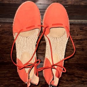 Eileen Fisher Lace Espadrille in orange size 10